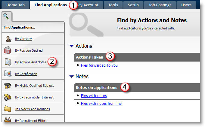 Find by Actions and Notes