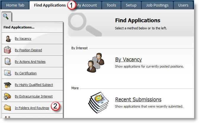 Find Applications>In Folders and Routings