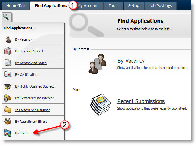 Find Applications>By Status