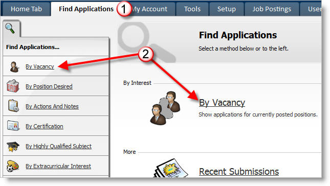 Find Applications>By Vacancy