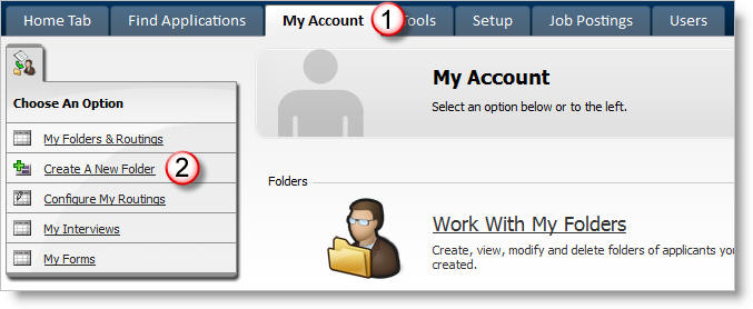My Account>Create a New Folder
