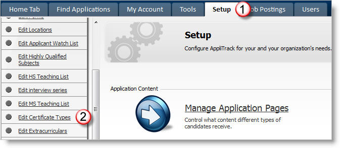 Setup>Edit Certfiicate Types