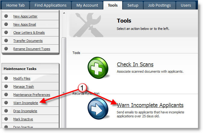 Tools>Warn Incomplete