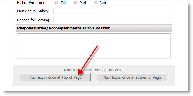 Add Employer at Top of Page