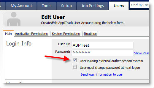 External Authentication Checkbox